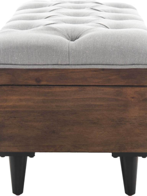 Lily Tufted Cocktail Ottoman Gray/dark Oak