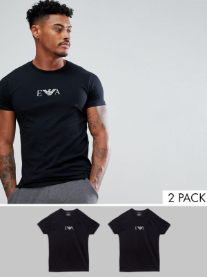 Emporio Armani Loungewear 2 Pack Logo Lounge T-shirts In Black