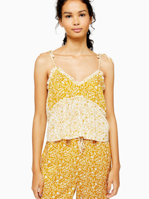 Ochre Mixed Floral Print Pajama Cami