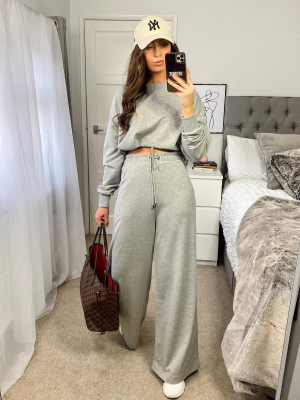 Kylie Grey Cropped Tie Sweatshirt