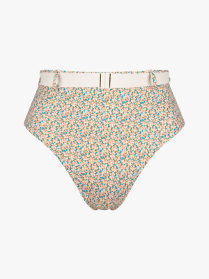 Belted High Waist Bikini Bottoms Made With Dizzy Floral Liberty Fabric