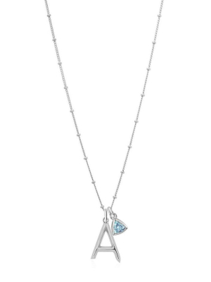 Initial & Birthstone Necklace - Silver