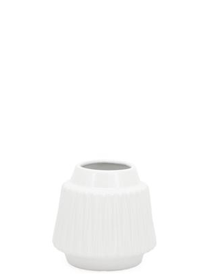 Ella Faceted Ceramic 6"h Vase In White Design By Torre & Tagus