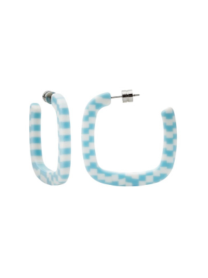 Blue Checker Midi Square Hoops