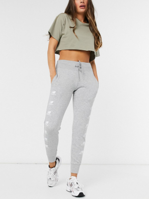 New Balance Stacked Logo Sweatpants In Gray