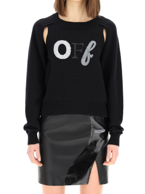 Off-white Logo Embroidered Cut-out Sweater