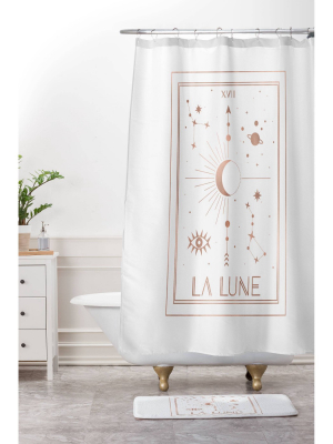 Emanuela Carratoni La Lune Or The Moon Shower Curtain White - Deny Designs