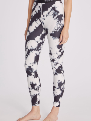 High Waisted Tie Dye 7/8 Legging | Black/white Splatter Dye