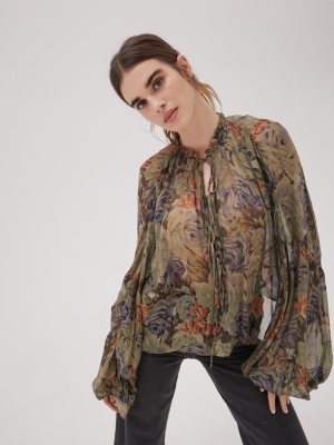 Uo Zoe Sheer Tie-front Blouse