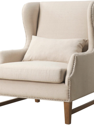 Desai Linen Wing Chair Beige