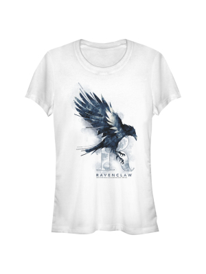 Junior's Harry Potter Ravenclaw Bird Watercolor T-shirt