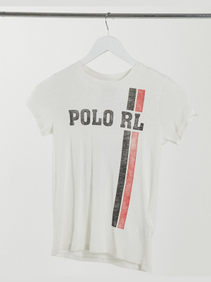 Polo Ralph Lauren Stripe Logo T-shirt In White