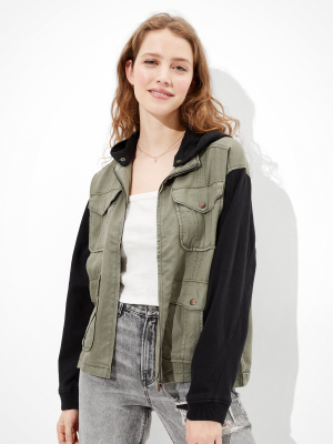 Ae Fleece Sleeve Military Jacket