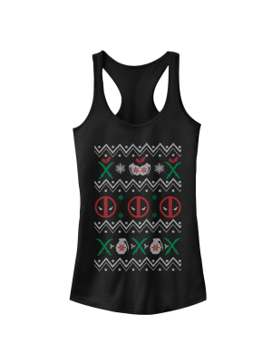 Junior's Marvel Ugly Christmas Deadpool Racerback Tank Top