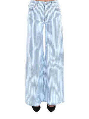 Off-white Striped Wide Leg Jeans