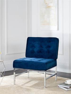 Ansel Modern Tufted Armless Chair - Navy Velvet - Safavieh