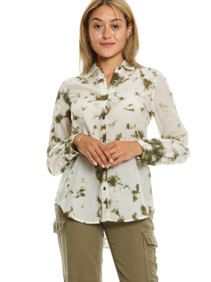 Long Sleeve Blouse - Olive Tie