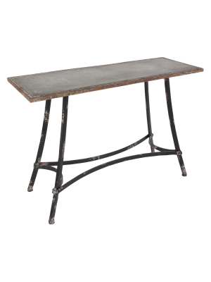 Metal Industrial Arts Style Rectangular Console Table Brown - Olivia & May