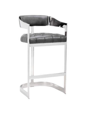 Beaumont Leather Bar Stool, Grey