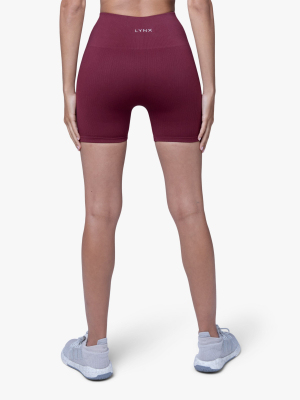 Maroon Ribbed High-waist Shorts