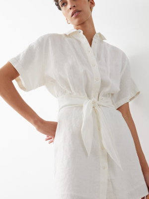 Belted Linen Mini Dress