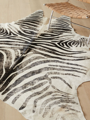 Distressed Faux Zebra Hide Rug 5'x8'