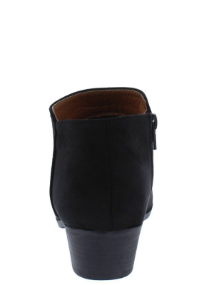 Bradee07 Black Almond Toe Stacked Heel Ankle Boot