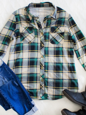 The Whitney Plaid Top - Green