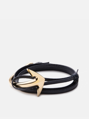 Anchor Half-cuff Leather, Gold