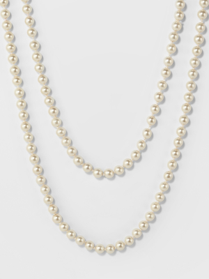 Long Faux Pearl Necklace - A New Day™ Silver/white