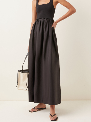 Ribbed-knit And Cotton Maxi Dress