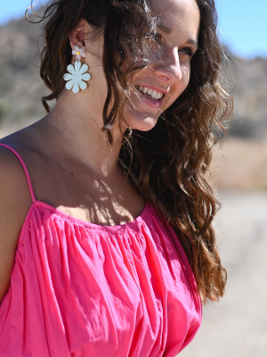 Green Daisy Earrings