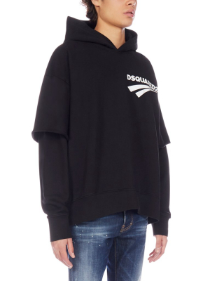 Dsquared2 Logo Print Double Layered Hoodie