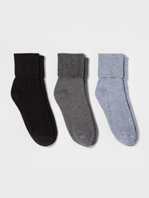 Women's 3pk Mary Jane Fold Over Cuff Socks - A New Day™ 4-10