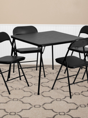 Flash Furniture 5 Piece Black Folding Card Table And Chair Set