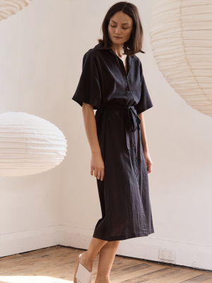 Ceci Belted Cotton Shirt Dress