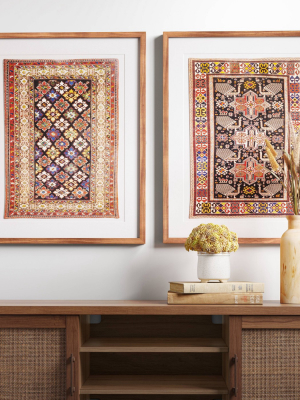 (set Of 2) 24" X 30" Caucasian Carpet Azerbaijan Framed Under Glass With Mat - Threshold™