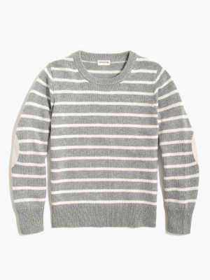 Boys' Striped Crewneck Sweater With Elbow Patches