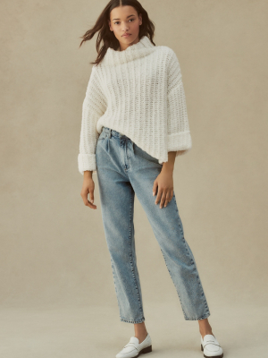 Paige Sarah Ultra High-rise Pleated Straight Jeans