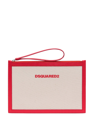 Dsquared2 Logo Print Zipped Clutch Bag