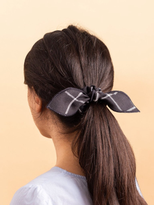 Windowpane Black Scrunchie And Bandana Set