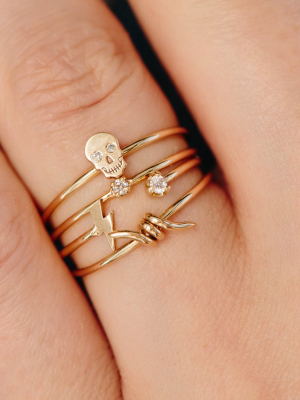 14k Diamond Itty Bitty Skull Ring