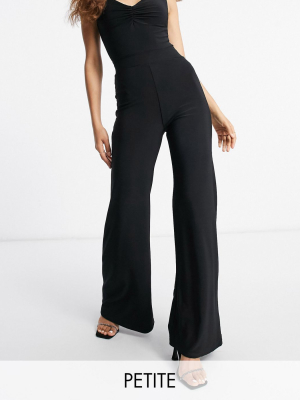 Club L London Petite Wide Leg Flare Pants In Black