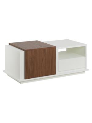 Carmine Modern Two-tone Slide Top Storage Coffee Table White/walnut - Iohomes