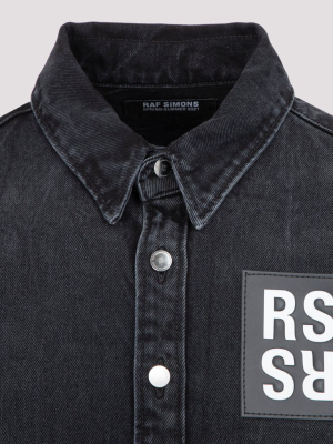 Raf Simons Logo Patch Denim Buttoned Shirt