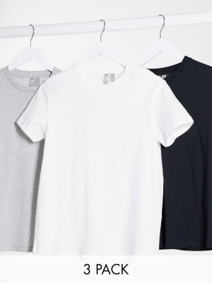 Asos Design Ultimate Organic Cotton T-shirt With Crew Neck 3 Pack Save