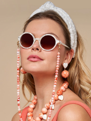 Coral Beaded Sunglass And Facemask Chain
