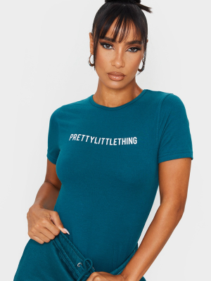 Prettylittlething Teal Short Sleeve Bodysuit