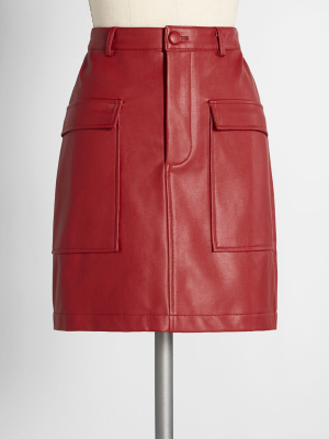 Red Hot Rumble Vegan Leather Mini Skirt