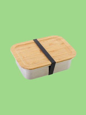 Stainless Steel Rectangular Airtight Food Storage Container With Bamboo Lid